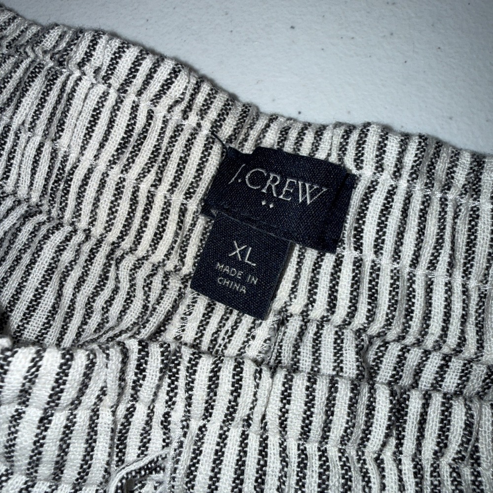J.Crew Women's Drawstring Linen Shorts Black And White Sz XL 4" Inseam Pockets - Picture 4 of 11